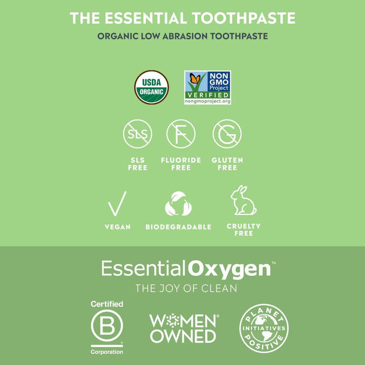 Essential Oxygen Pasta dental orgánica certificada BR, para dientes...
