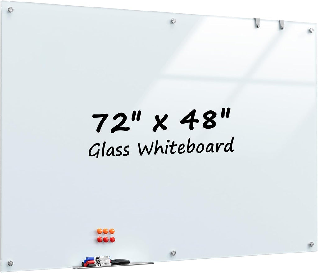 MaxGear Pizarra blanca de vidrio templado pizarra magnética de borrado en