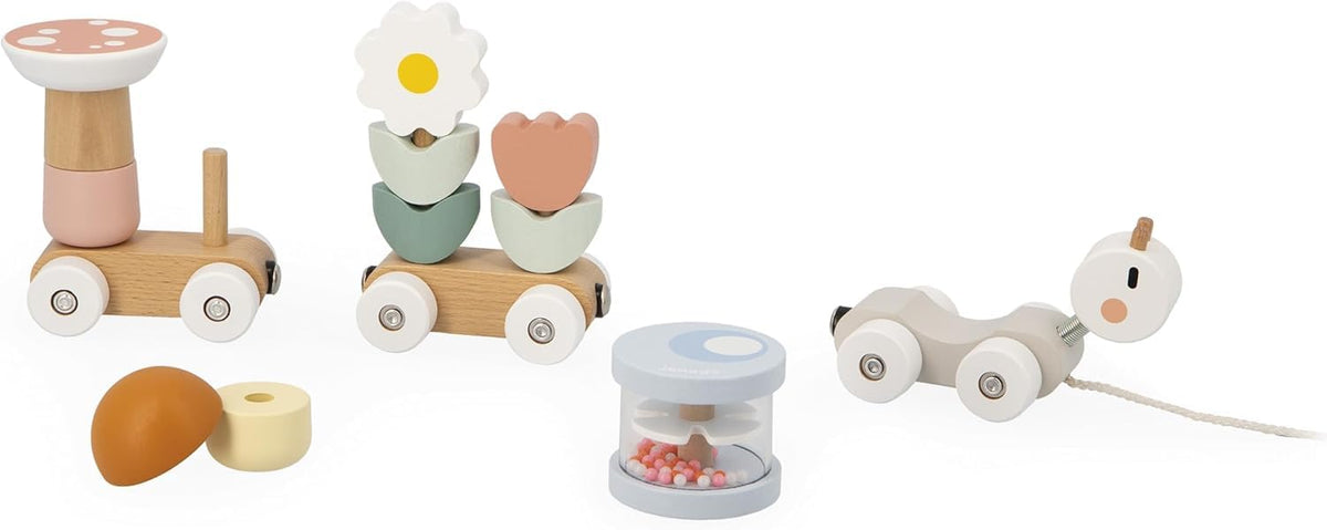 Janod - Juguete de tren de caracol - Multicolor - 10 piezas