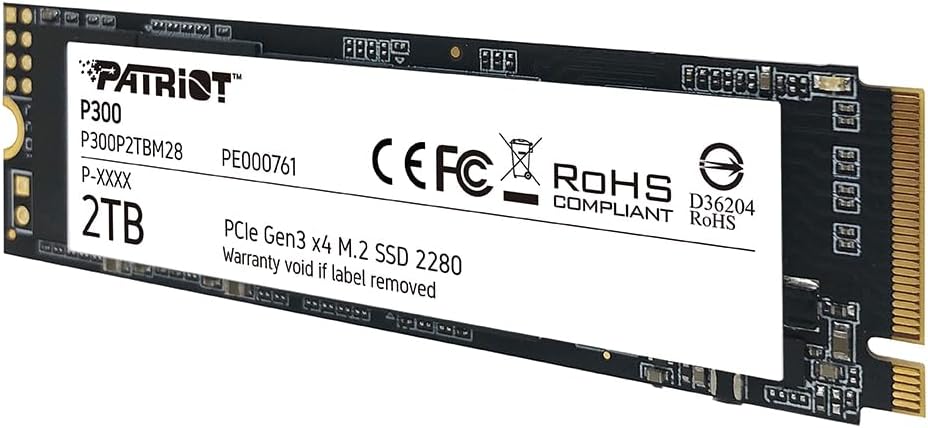 Patriot P300 M.2 PCIe Gen 3 x4 2TB SSD de Bajo Consumo de Energía