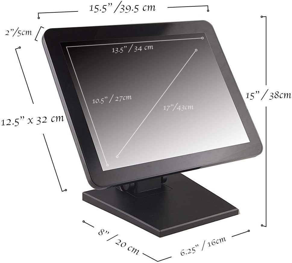 Angel POS Monitor multi-táctil retroiluminado capacitivo LED de 17 pulgadas, pantalla táctil plana verdadera del diseño sin fisuras, VGA