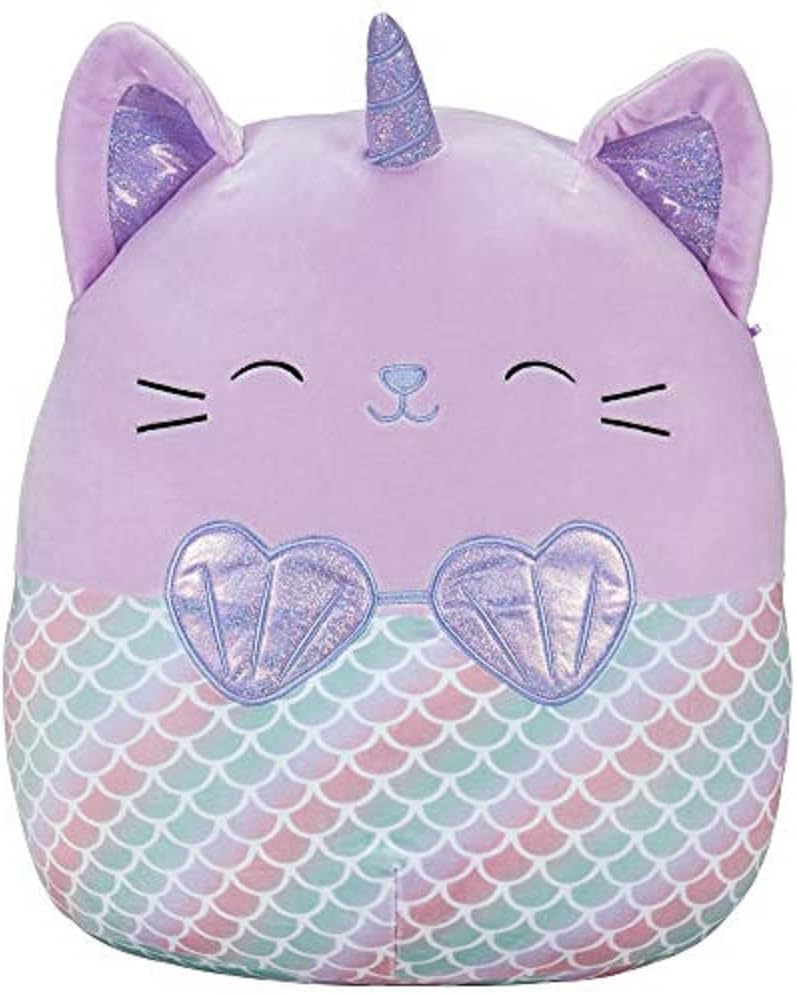 Squishmallows Peluche Kellytoy oficial de 16 pulgadas, Anya The Caticorn Mermaid, animal de peluche relleno ultrasuave juguete (exclusivo de Amazon)