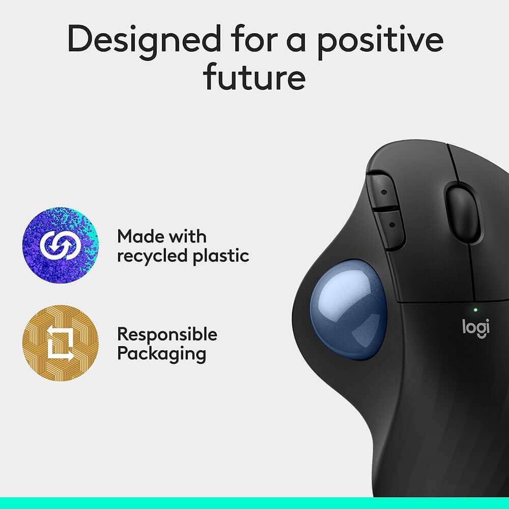 Logitech Ergo M575S Ratón Trackball Inalámbrico Ergonómico, Negro\/...