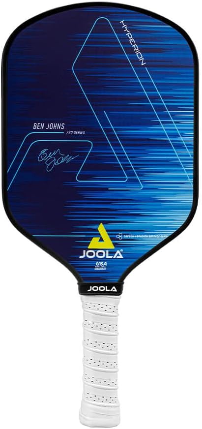 JOOLA Ben Johns Hyperion Pickleball Paddle - Superficie de Carbón Raw Select o Superficie de Abrasión de Carbón para Mayor Potencia y Efecto - Mango con Empuñadura Alargada - Raqueta de Pickleball de Fibra de Carbono - Aprobada por USA Pickleball