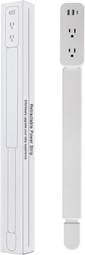 Extensor de tomacorriente: cuenta con USB-A, USB-C y 2 salidas de CA, se extiende de 22 a 34 pulgadas, gira 180° de acceso a tomas de corriente difíciles de alcanzar, enchufes de pared, mesitas de