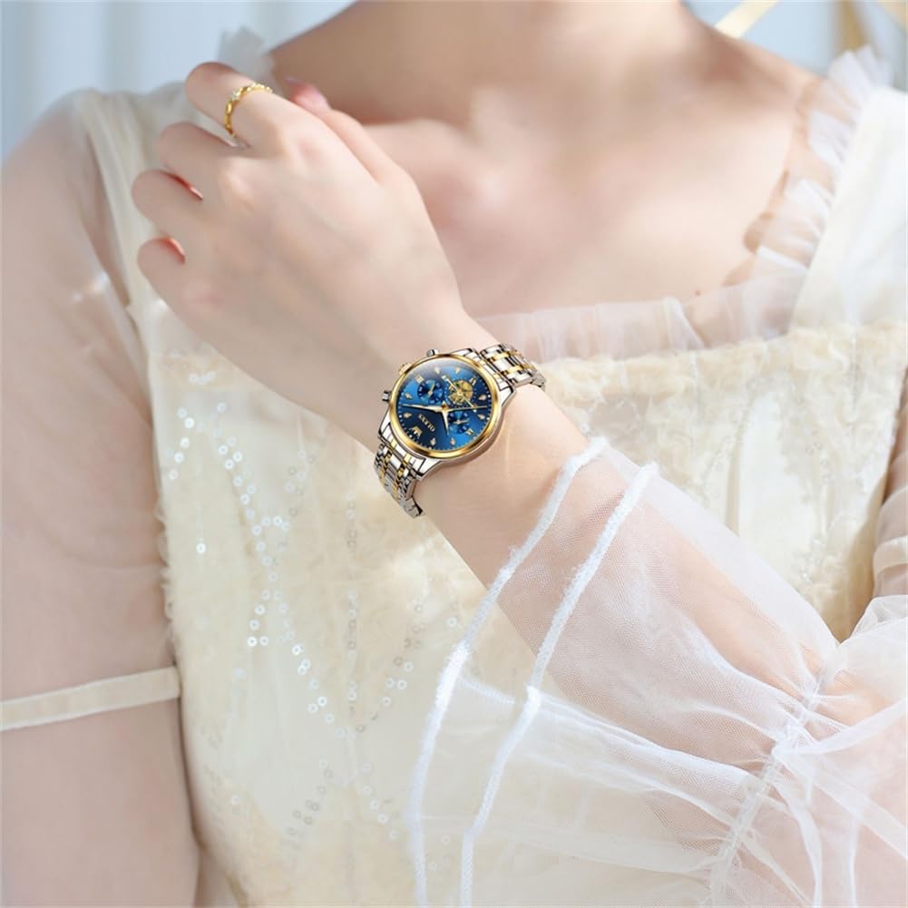OLEVS Relojes para Mujer de Vestir Lujo Acero Inoxidable a Prueba de Agua Reloj de Muñeca