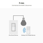 Lutron Caseta - Kit de atenuación inteligente de 3 vías; Diva Dimmer y Paddle Wireless Remote