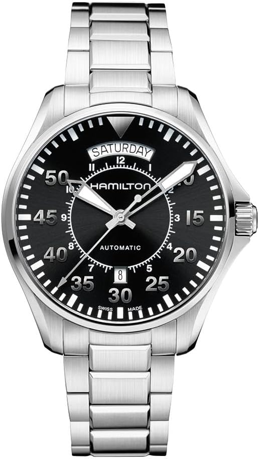 Hamilton Reloj de vestir suizo "Khaki Aviation" automático de acero inoxidable, color: plateado, modelo: H64615135
