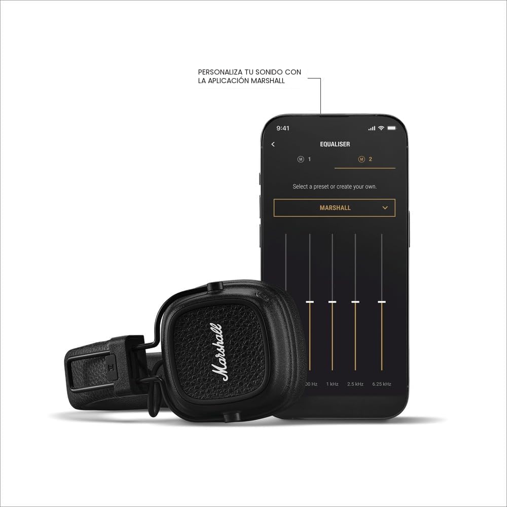 Marshall Major V Auriculares inalámbricos Bluetooth en la oreja - Negro, Tamaño único