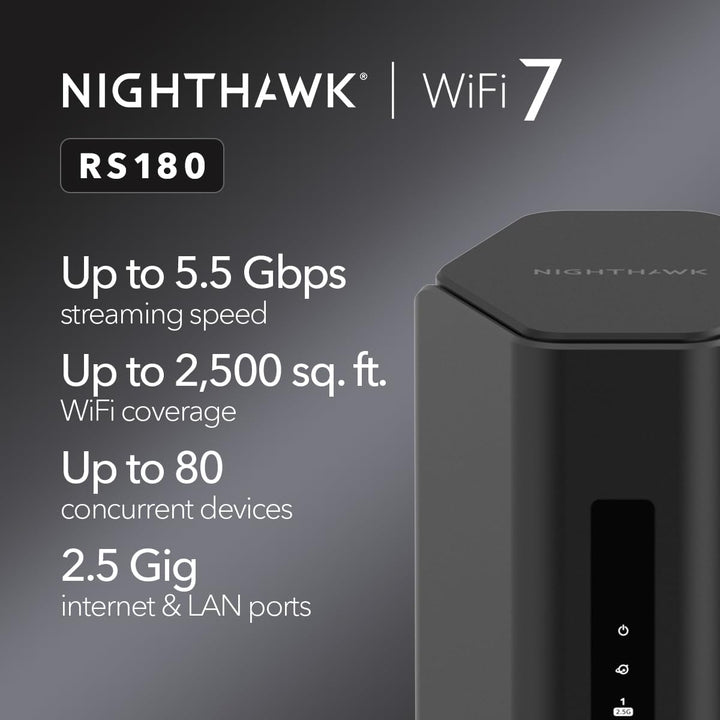 NETGEAR Nighthawk Enrutador WiFi 7 de doble banda (RS180) - Solo en...