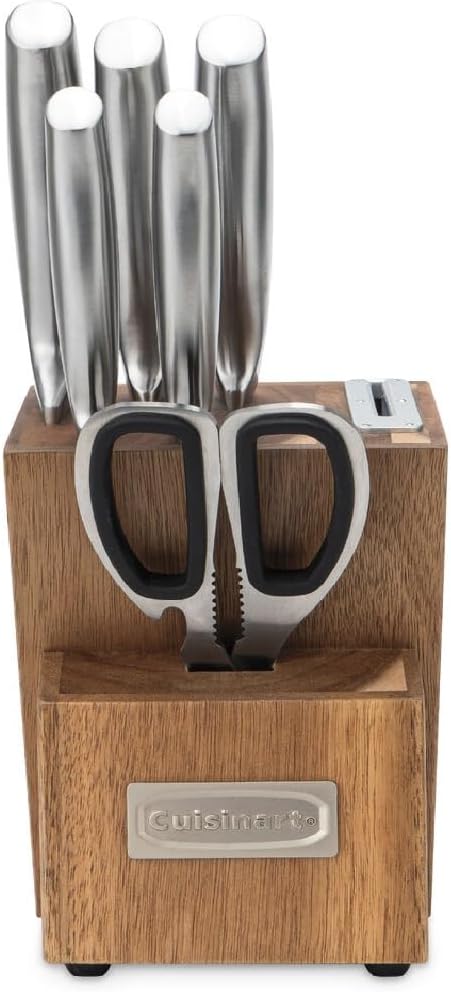 Cuisinart Juego de Cuchillos Esenciales de Acero Inoxidable de 7 Piezas con Bloque y Afilador Integrado