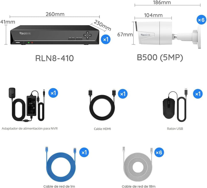 REOLINK Sistema de cámara de seguridad para el hogar de 8 canales,...