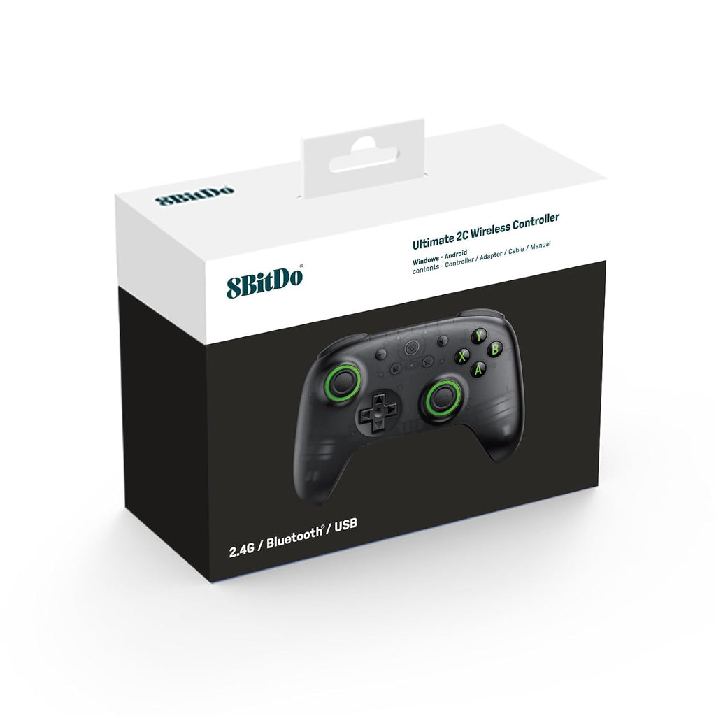 Controlador inalámbrico 8Bitdo Ultimate 2C para Windows PC y Android, con frecuencia de sondeo de 1000 Hz, joysticks y gatillos de efecto Hall, y parachoques L4/R4 reconfigurables (Negro Transparente)