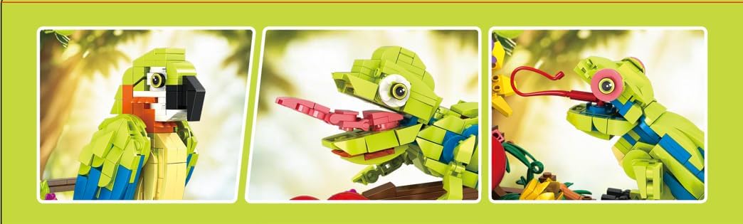 HOGOKIDS Juego de construcción de rana lagarto y loro de