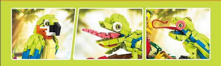 HOGOKIDS Juego de construcción de rana lagarto y loro de