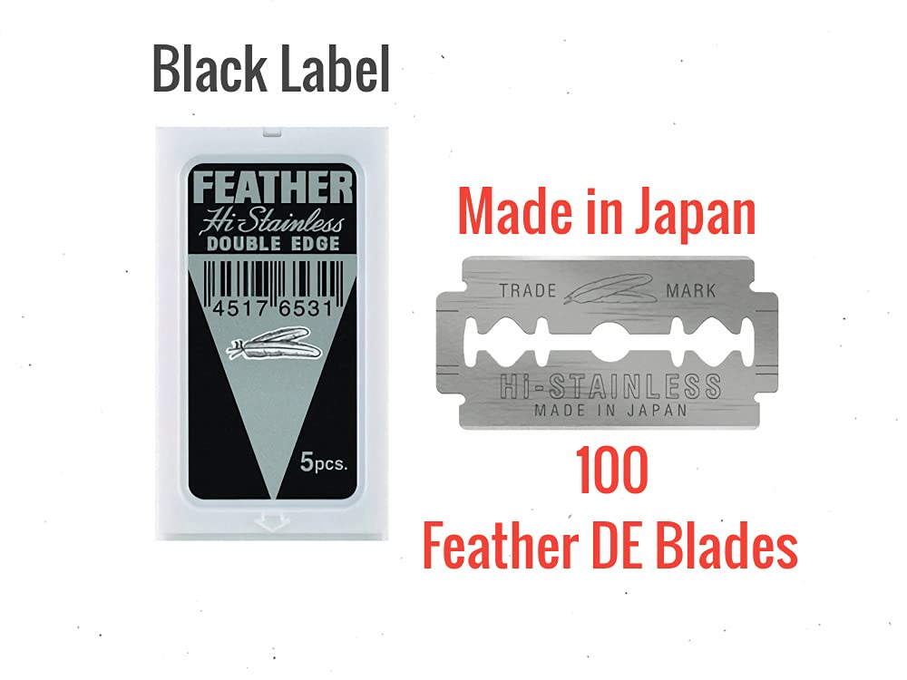 100 cuchillas de afeitar Hi-stainless de Feather con doble filo