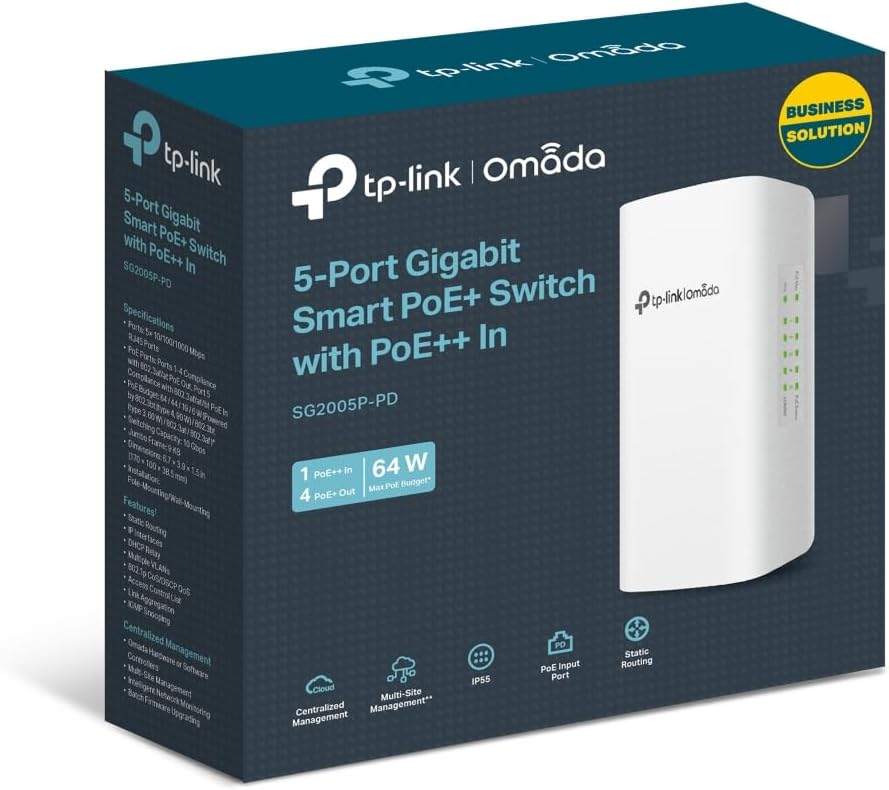 Omada SG2005P-PD, 5 puertos PoE al aire libre paso Gigabit Ethernet interruptor
