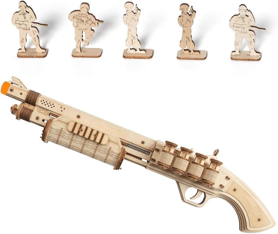 ROKR kit de juguete de rompecabezas de madera 3D, modelo mecánico para ejercitar la mente para adultos, regalo para construir, regalo para amigos y familia (juguete de escopeta)
