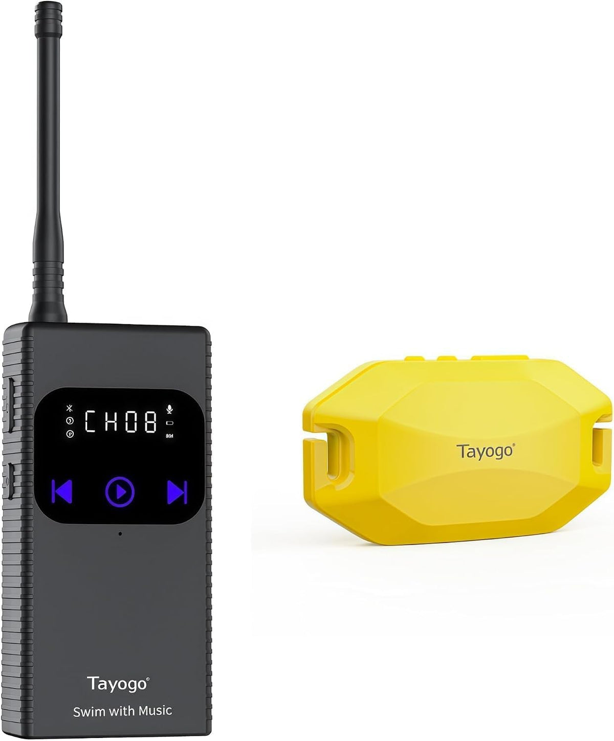 Tayogo Rock PRO - Auriculares impermeables de conducción ósea 3 en 1, diseño de oreja abierta, Bluetooth y MP3 y modo de recepción/FM (amarillo)