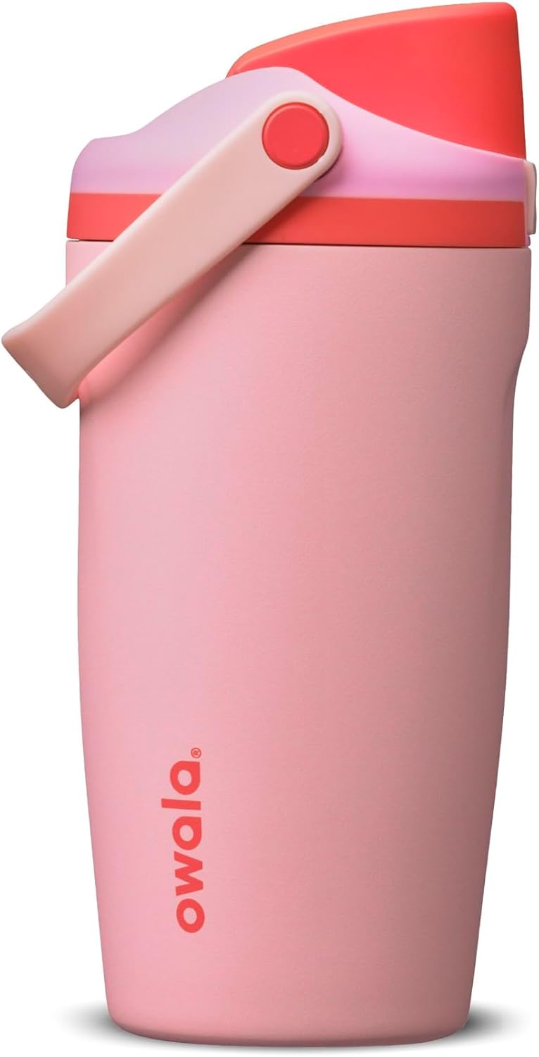 Owala FreeSip Sway - Botella de agua de acero inoxidable, 18 onzas, pastel de comida de ángel