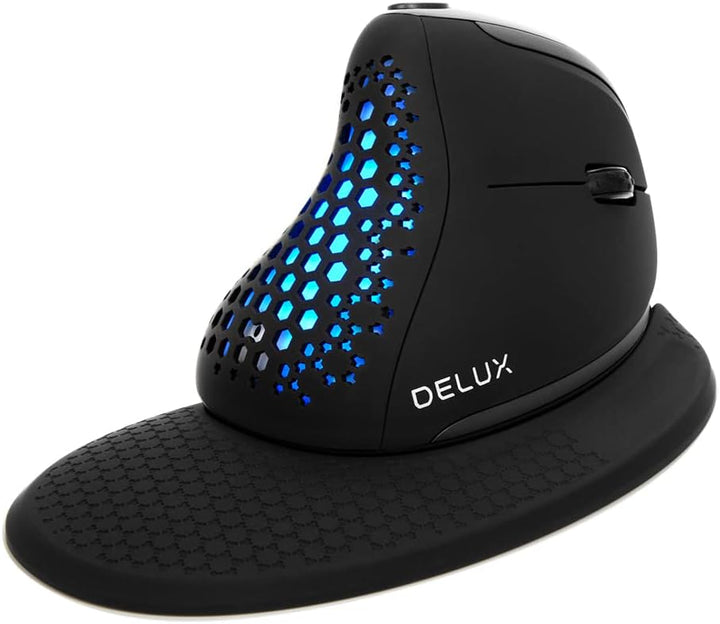 DELUX Seeker Mouse ergonómico inalámbrico, mouse vertical con panta...
