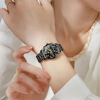 OLEVS Relojes para mujeres de negocios, con diamante, pulsera de acero inoxidable, fecha, impermeable, tono bicolor para mujer