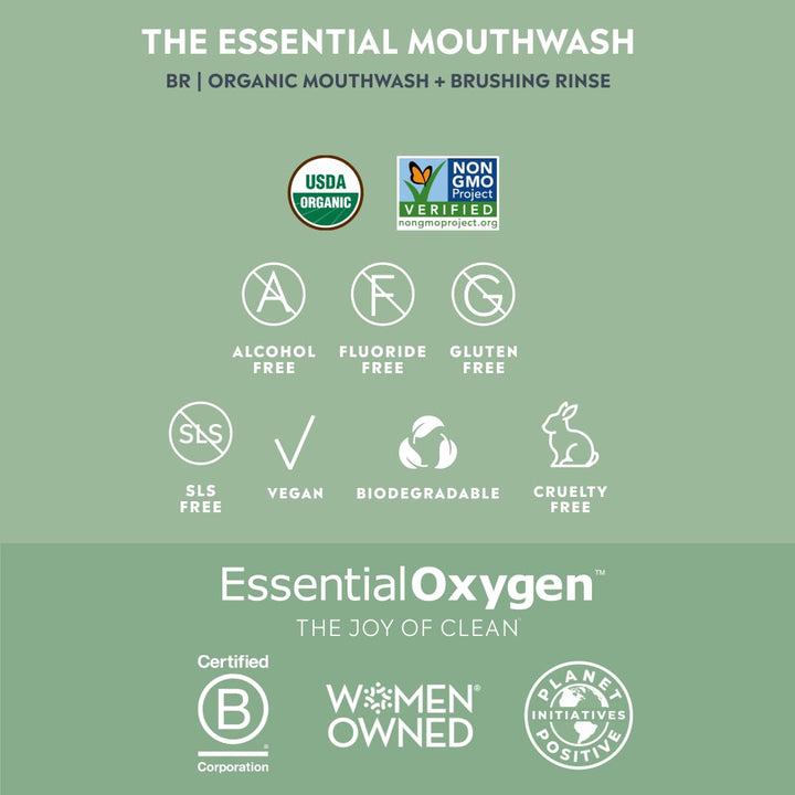 Essential Oxygen, Enjuague de cepillado orgánico certificado, combo...