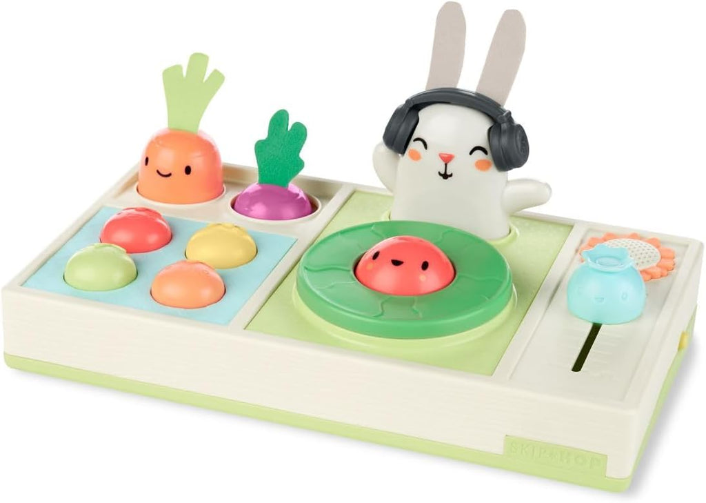 Skip Hop - Set de juguete musical para bebé DJ con luces, canciones, efectos de sonido y texturas suaves, Farmstand Let The Beet Drop Set de DJ