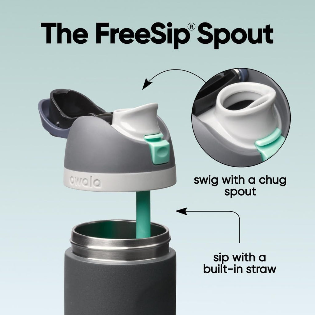 Owala FreeSip - Botella de agua de acero inoxidable de 24 onzas Foggy Tide