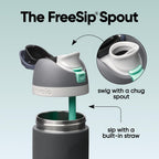 Owala FreeSip - Botella de agua de acero inoxidable de 24 onzas Foggy Tide