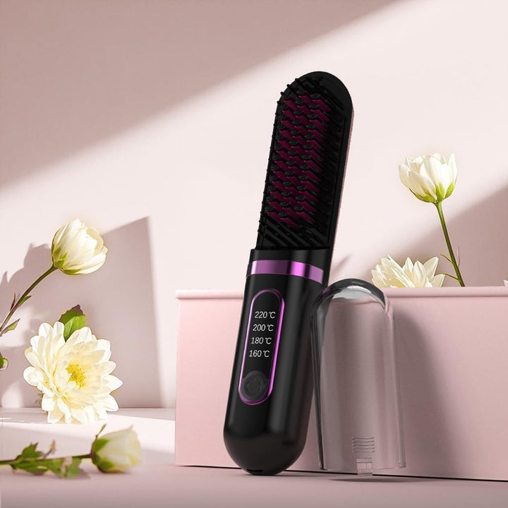 Cordless Hair Straightener Brush, Portable Straightening Brush for...