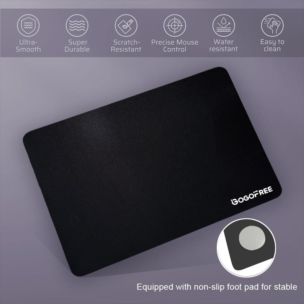 Alfombrilla de mouse de vidrio para juegos, alfombrilla de mouse profesional de vidrio templado Esport con superficie ultra suave micro grabada para una velocidad y control máximos, alfombrilla de mouse dura, color negro (15.7 x 11.8 pulgadas)