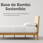 Nectar Base de cama y cabecera de plataforma de bambú, natural, individual, patas de soporte central flotantes, altura de 12 pulgadas, fácil de instalar sin herramientas, contemporáneo, listones de
