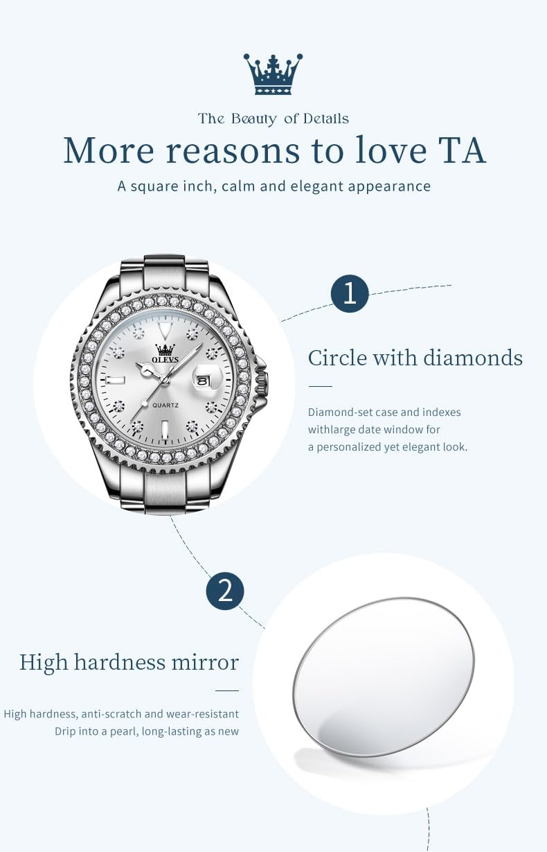 OLEVS Relojes para Mujeres Lujo Diamante con Fecha Analógico Cuartz para Mujer