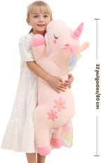 Peluche de unicornio rosa gigante lindo de 32 pulgadas