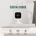 Blink Mini - Cámara de seguridad inteligente compacta, conectable, para interiores, White, 2 Cameras