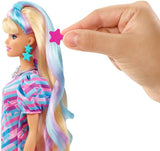 Barbie Muñeca Totally Hair, temática de estrellas con cabello de fa...