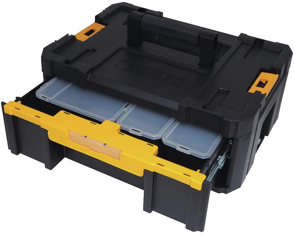 DEWALT Organizador de herramientas, TSTAK III, cajón profundo único, cierres resistentes, compartimentos removibles para herramientas pequeñas y accesorios (DWST17803)