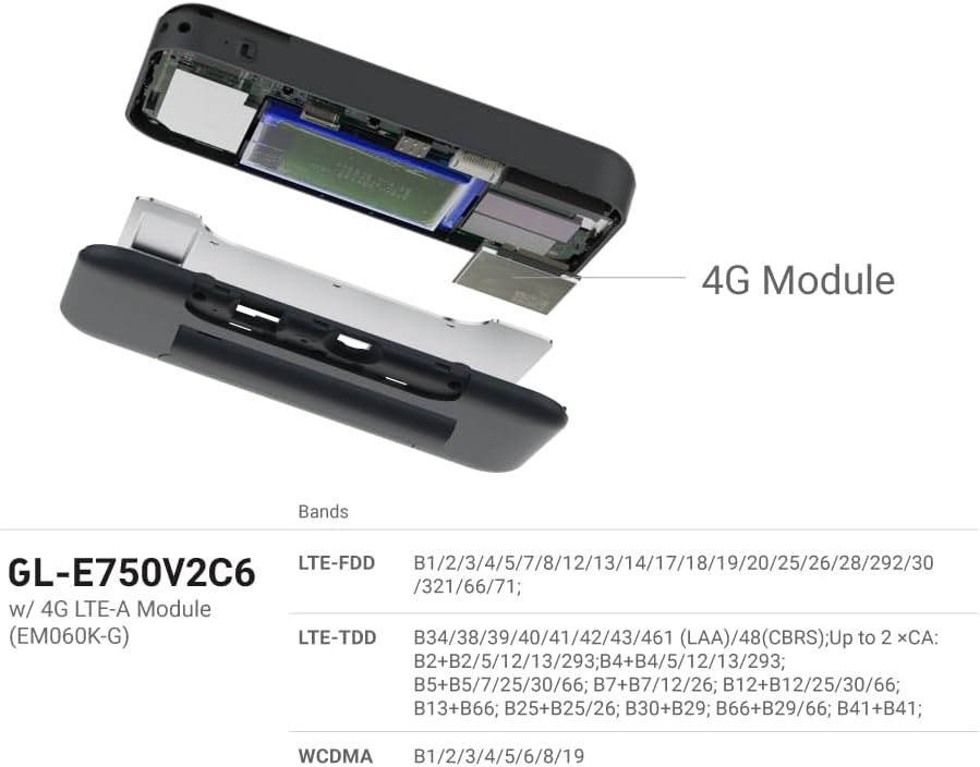 GLiNet GL-E750V2 4G LTE Hotspot Wi-Fi portátil para