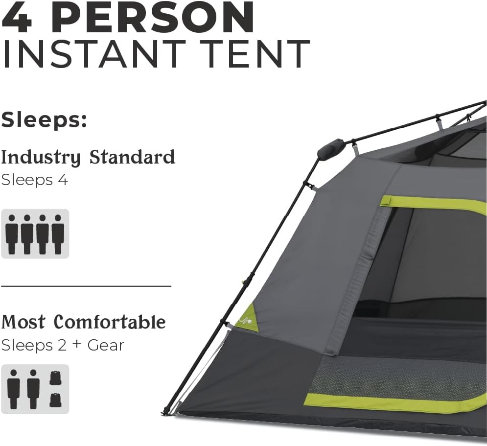CORE - Combo de campamento de 4 piezas con tienda de campaña instantánea