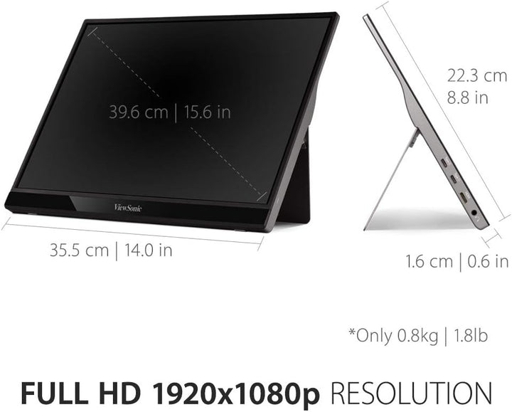 ViewSonic VG1655 - Monitor portátil de 15.6 pulgadas 1080p con USB...