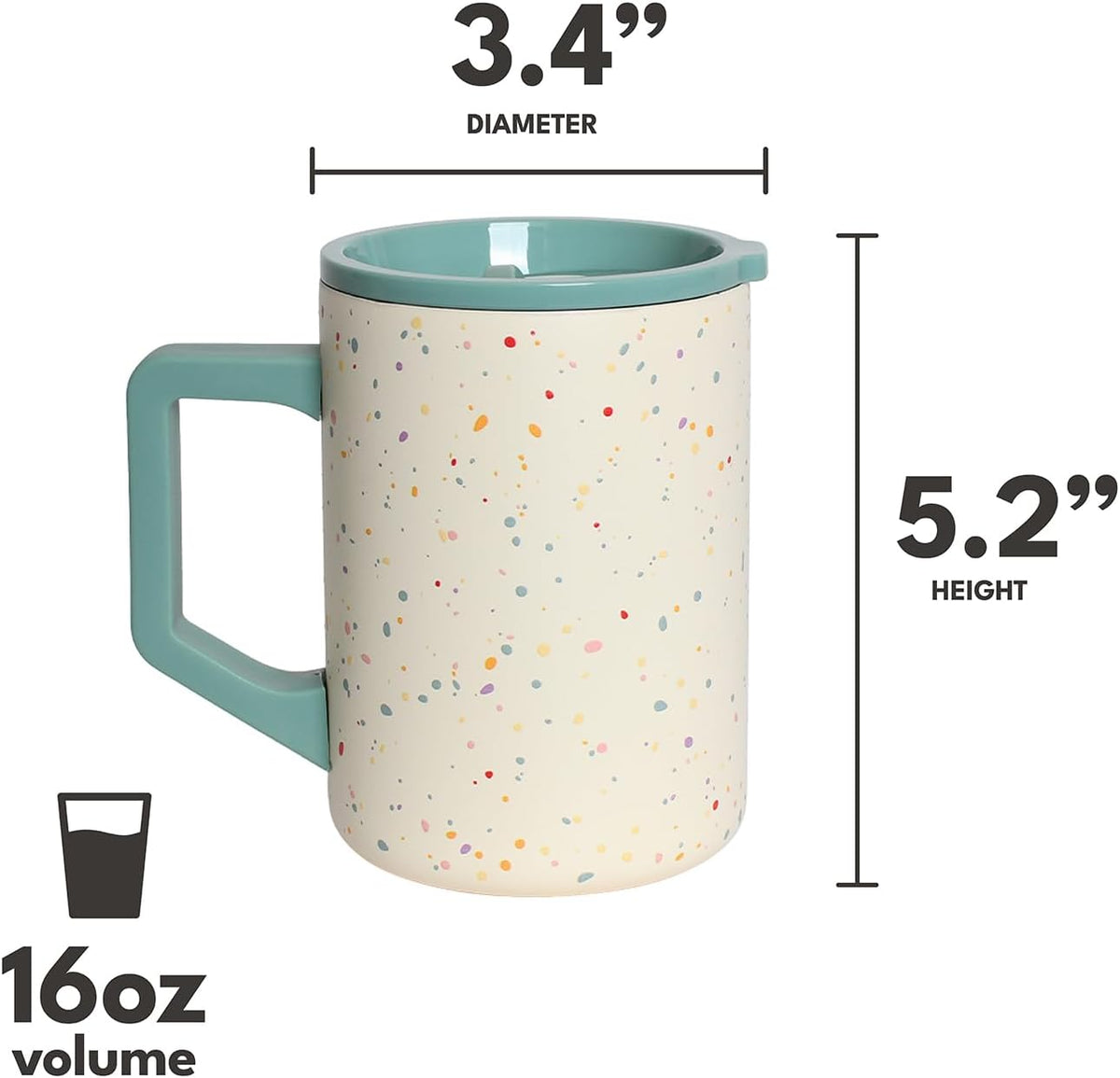 Elemental Taza de café aislada - Taza de viaje de acero inoxidable de triple pared Summit para bebidas frías y calientes - Taza de café térmica con tapa y asa para acampar, oficina y viaje 473 ml