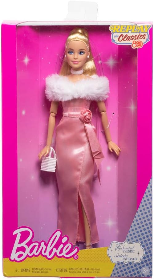 Barbie Muñeca de moda de noche encantada en vestido rosa, Mattel Re...
