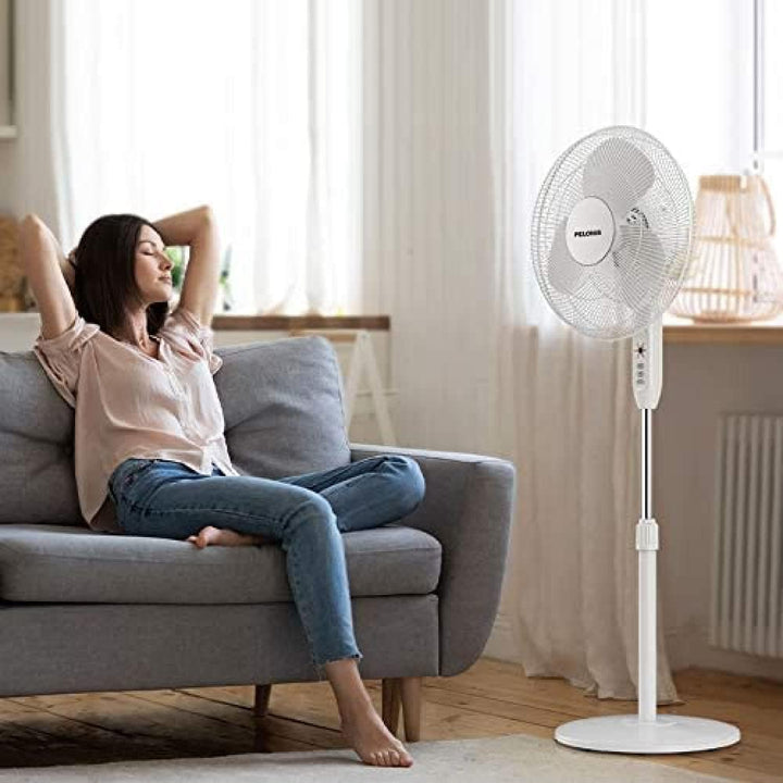 PELONIS Ventilador de pedestal oscilante ajustable de 16" con c...