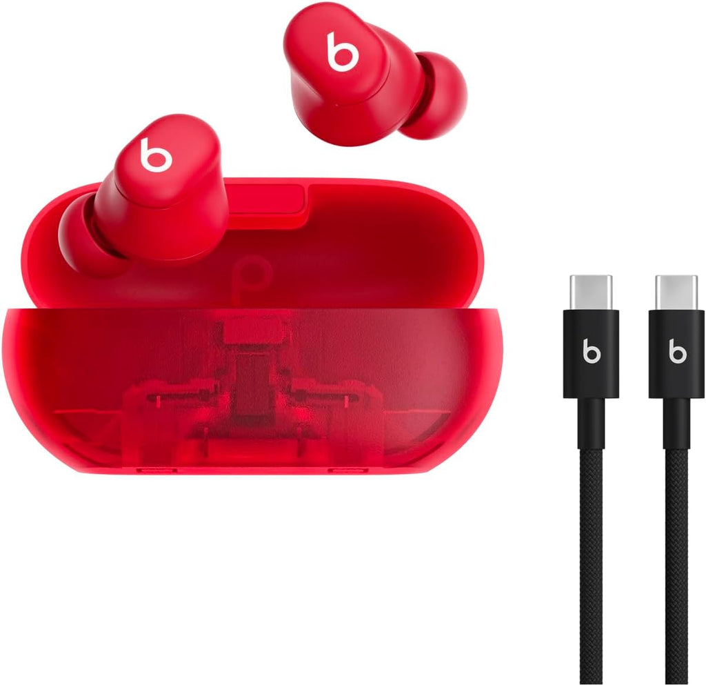 Beats Solo Buds - Auriculares inalámbricos Bluetooth, Rojo transparente, Solo Buds & Cable