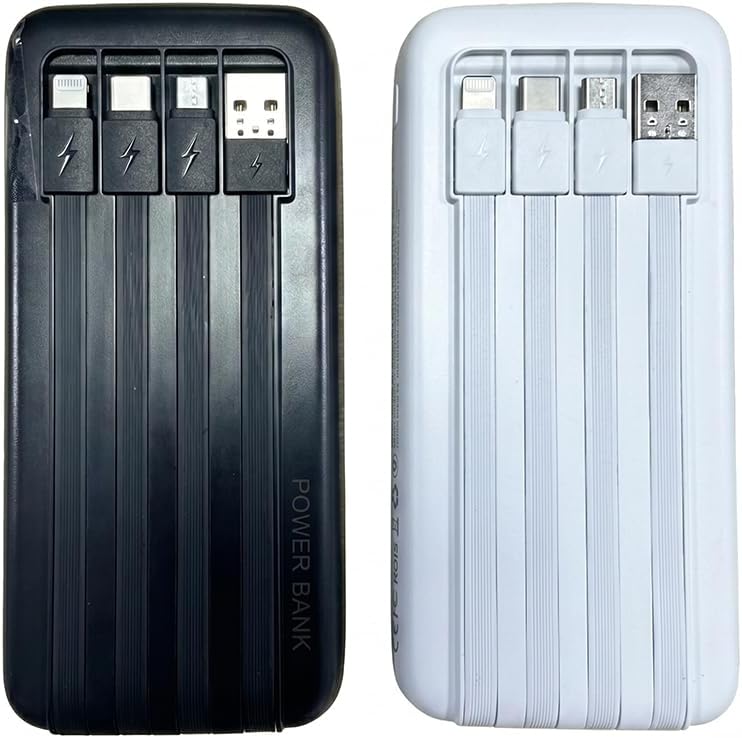Wbear Cargador portátil 2PACK 10000mAh Power Bank con cables integr...