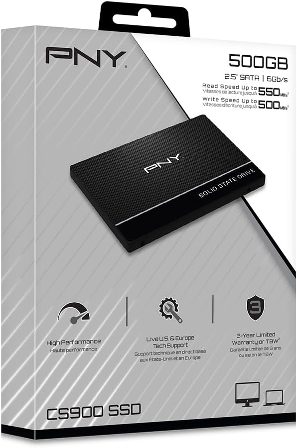 PNY CS900 500GB 3D NAND 2.5" SATA III Unidad interna de estado...