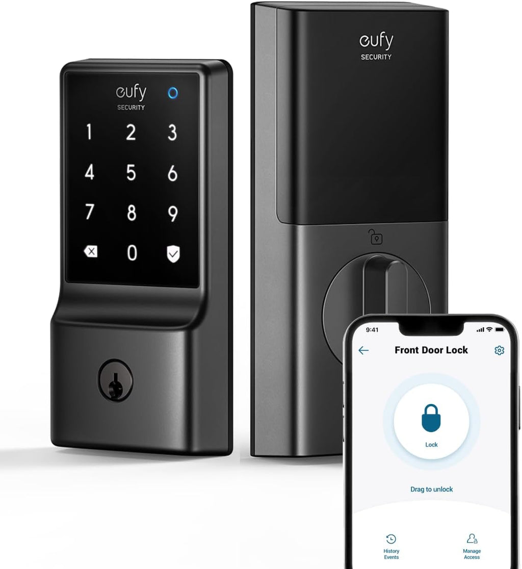 eufy Security Smart Lock C210, Cerradura de Puerta de Entrada sin Llave, Negro