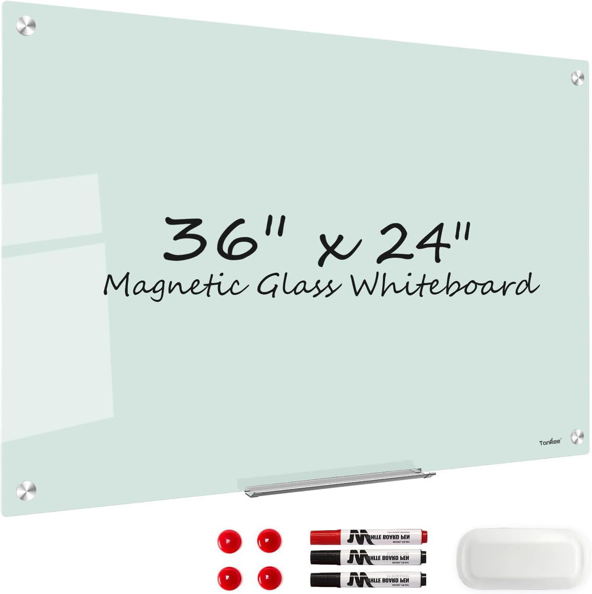 Pizarra blanca magnética de cristal de 36 x 24 pulgadas