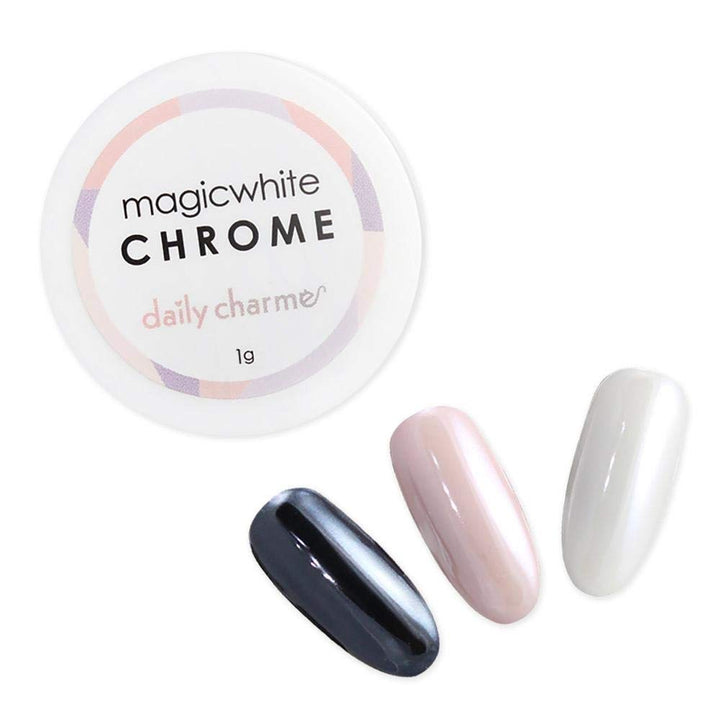Daily Charme Polvo cromado para uñas Magic White (Blanco) 1g, Polvo...